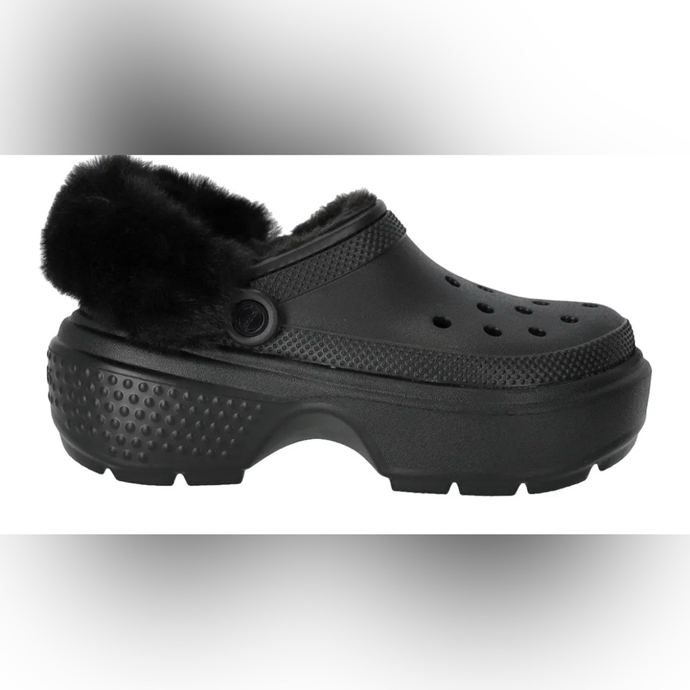 CROCS Stomp Fur Lined Clog in Black